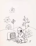Jerzy Flisak, Łącznościowiec - czyli manewry miłosne na poligonie, l. 60. XX w., tusz, papier