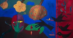 Ewa Kuryluk, Bez tytułu (Maski), 1968, 1968, olej, płótno