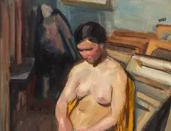 Wojciech Weiss, Półakt kobiety, olej, płótno