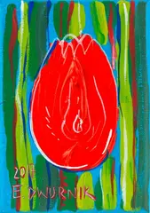 Edward Dwurnik, Czerwony tulipan, 2017, 2017, akryl, płótno, 17
