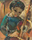 Ludwig Klimek, Dziewczyna z wiolonczelą, 1960, 1960, olej, płótno