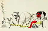 Jerzy Flisak, Piękna Helena, lata 50. XX w., tusz, gwasz, papier, 24