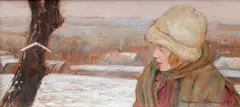 Wlastimil Hofman, Przy kapliczce, 1925 r., 1925, olej, tektura, 17