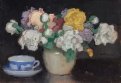 Alfons Karpiński, Kwiaty w wazonie, olej, tektura