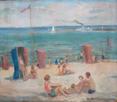 Antoni Bartkowski, Na plaży – Sopoty, przed 1969 r., olej, płótno