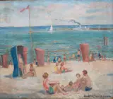 Antoni Bartkowski, Na plaży – Sopoty, przed 1969 r., olej, płótno