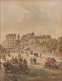 Tadeusz Rybkowski, Scena miejska, 1876, 1876, tusz, akwarela, papier