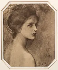 Teodor Axentowicz, Portret dziewczyny, 1896, 1896, litografia, papier, 22