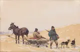 Adam Setkowicz, Na polowaniu, akwarela, gwasz, papier