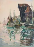 Zygmunt Chmielewski, Żuraw Gdański, 1938, 1938, akwarela, papier