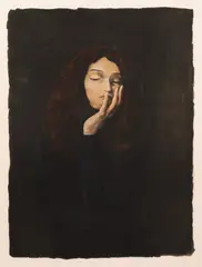 Moïse Kisling, Zamyślona, litografia, papier, 27