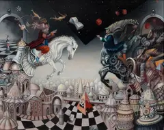 Tomasz Sętowski, Pojedynek na najwyższym poziomie, 2019, 2019, olej, płótno