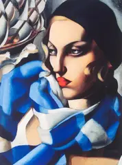 Tamara Łempicka, The Blue Scarf, gouttelette barwna, papier