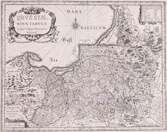 Willem Janszoon Blaeu, Prussiae Nova Tabula Auctore Gasparo Henneberg Erlichensi, Mapa Prus, Amsterdam, po 1655 miedzioryt