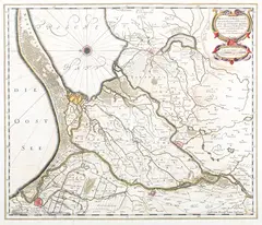 Joannes Janssonius, Tractuum Borussiae circa Gedanum et Elbingam…, Mapa Żuław Wiślanych według Olofa Hanssona Svarta, stan pierwszy, 1641 r. Mapa opracowana do celów wojskowych jesienią 1626 r., po zajęciu Żuław Wiślanych przez wojska szwedzkie. Przedstawia ujścia Wi