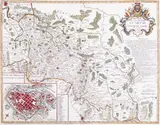 Georges Louis Le Rouge, Theatre de la Guerre En Silesie Nouvelle Carte…, Mapa Śląska z okresu I wojny śląskiej (1740–1742), w lewym dolnym rogu plan Wrocławia, Paryż, 1741 miedzioryt kolorowany, 51