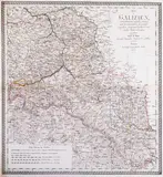 Friedrich Wilhelm Streit, Charte von Galizien, oesterreichisch und russischen Antheils…, Mapa Galicji, Weimar, 1825 miedzioryt kolorowany w epoce