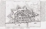 Gabriel Bodenehr, Thorunium oder Thoren, Widok Torunia z lotu ptaka, pochodzący z dzieła „Force d' Europe II“, Augsburg, 1730 miedzioryt