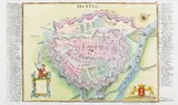 Gabriel Bodenehr, Danzig, Plan Gdańska i jego umocnień, pochodzący z dzieła „Force d’Europe…”, Augsburg, 1720 miedzioryt kolorowany