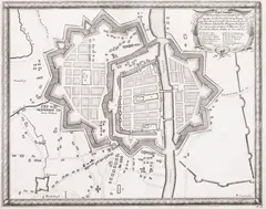 Erik J. Dahlberg, Delineatio Geometrica Civitatis Elbingensis…, Plan Elbląga i jego fortyfikacji, pochodzący z dzieła S. Pufendorfa "De rebus a Carolo Gustavo…”, Norymberga, 1696 miedzioryt, wym. widoku 24