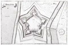 Matthäus Merian, Festung Driesen, Plan twierdzy Drezdenko, Frankfurt n. Menem, ok. 1650 miedzioryt, 23