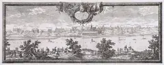 Erik J. Dahlberg, Urbs Warsovia Sedes Ordinaria Regum, Panorama Warszawy widziana od strony Pragi, pochodząca z dzieła S. Pufendorfa „De Rebus a Carolo Gustavo...”, Norymberga 1696 miedzioryt
