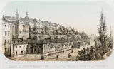 J. Cegliński Alfons Matuszkiewicz, Zamek od strony tarasu/Vue du Chateau prise du coté de la terrasse, Widok Zamku Królewskiego w Warszawie pochodzący z „Album widoków i okolic Warszawy…", wyd. Zakład Litograficzny Adolf Pecq i S-ka, 1859 litografia barwna, 11