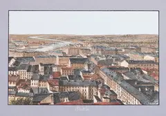 Hubert Clerget, Stettin, Widok Szczecina, 1885 drzeworyt kolorowany, wym. widoku 14