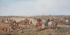 Juliusz Kossak, Polowanie w guberni podolskiej, 1874 r., 1874, akwarela, papier, 41