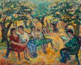 Nathan Gutman, W parku, olej, płótno