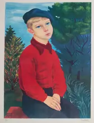 Moïse Kisling, Chłopiec w berecie, litografia barwna, papier