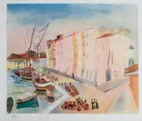 Moïse Kisling, Port w Saint Tropez, litografia barwna, papier