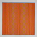 Julian Stanczak, Green rings in orange, serigrafia, papier