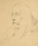 Jan Matejko, Głowa mężczyzny z przymkniętymi powiekami, ołówek, papier, 25
