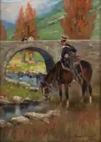 Jerzy Kossak, Szwoleżer z eskorty Napoleona, 1930 r., 1930, olej, sklejka
