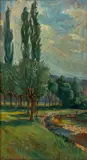 Wincenty Wodzinowski, Pejzaż ze strumieniem, olej, płótno