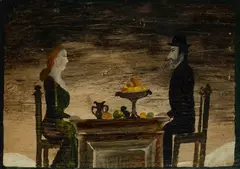 Maria Anto, Przy stole, 1969, 1969, olej, deska, 16