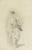 Józef Brandt, Żołnierz (Kozak ze strzelbą), 1864-1865 r., ołówek, papier, 22