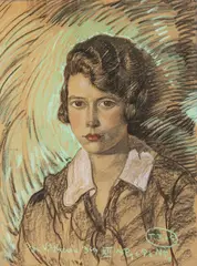 Stanisław Ignacy Witkiewicz, Para portretów, 1929 r., 1929, Portret kobiety, 1929 r. pastel, papier