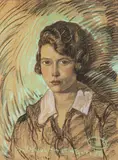 Stanisław Ignacy Witkiewicz, Para portretów, 1929 r., 1929, Portret kobiety, 1929 r. pastel, papier