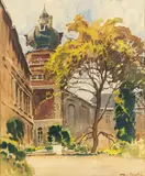 Tadeusz Nartowski, Zamek w Łańcucie, akwarela, papier
