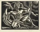 Władysław Skoczylas, Łucznik (Apollo), 1923 r., 1923, drzeworyt dłutkiem, papier