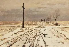Michał Gorstkin-Wywiórski, Przydrożny krzyż, 1907 r., 1907, olej, płótno