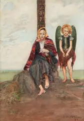 Wlastimil Hofman, Za chlebem, 1917 r., 1917, olej, tektura