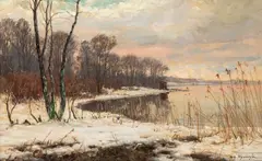 Michał Gorstkin-Wywiórski, W zimowej poświacie, ok. 1900 r., 1900, olej, płótno