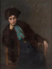 Szymon Glücklich, Portret siedzącej kobiety, olej, płótno