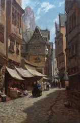 Reinhold Werner, Rynek we Frankfurcie nad Menem, 1901, 1901, olej, płótno, 88