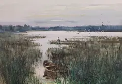 Henryk Baranowski, Jezioro w Kamieniu, akwarela, papier, 49