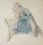Józef Mehoffer, Studium postaci królowej, kredka, papier