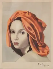 Tamara Łempicka, Kobieta w turbanie, ok. 1956 r., 1956, akwatinta barwna, papier